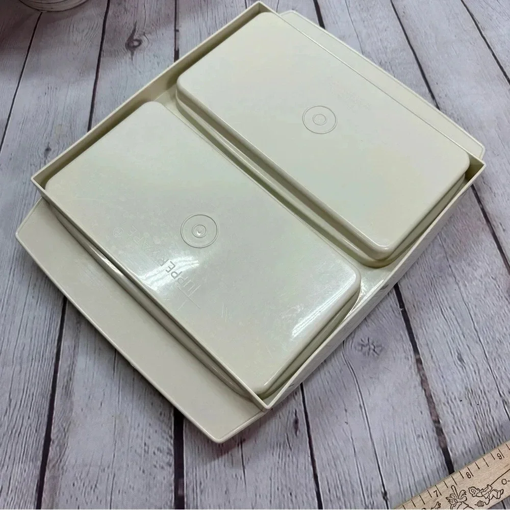 Vintage Tupperware Egg tray almond with white trays
